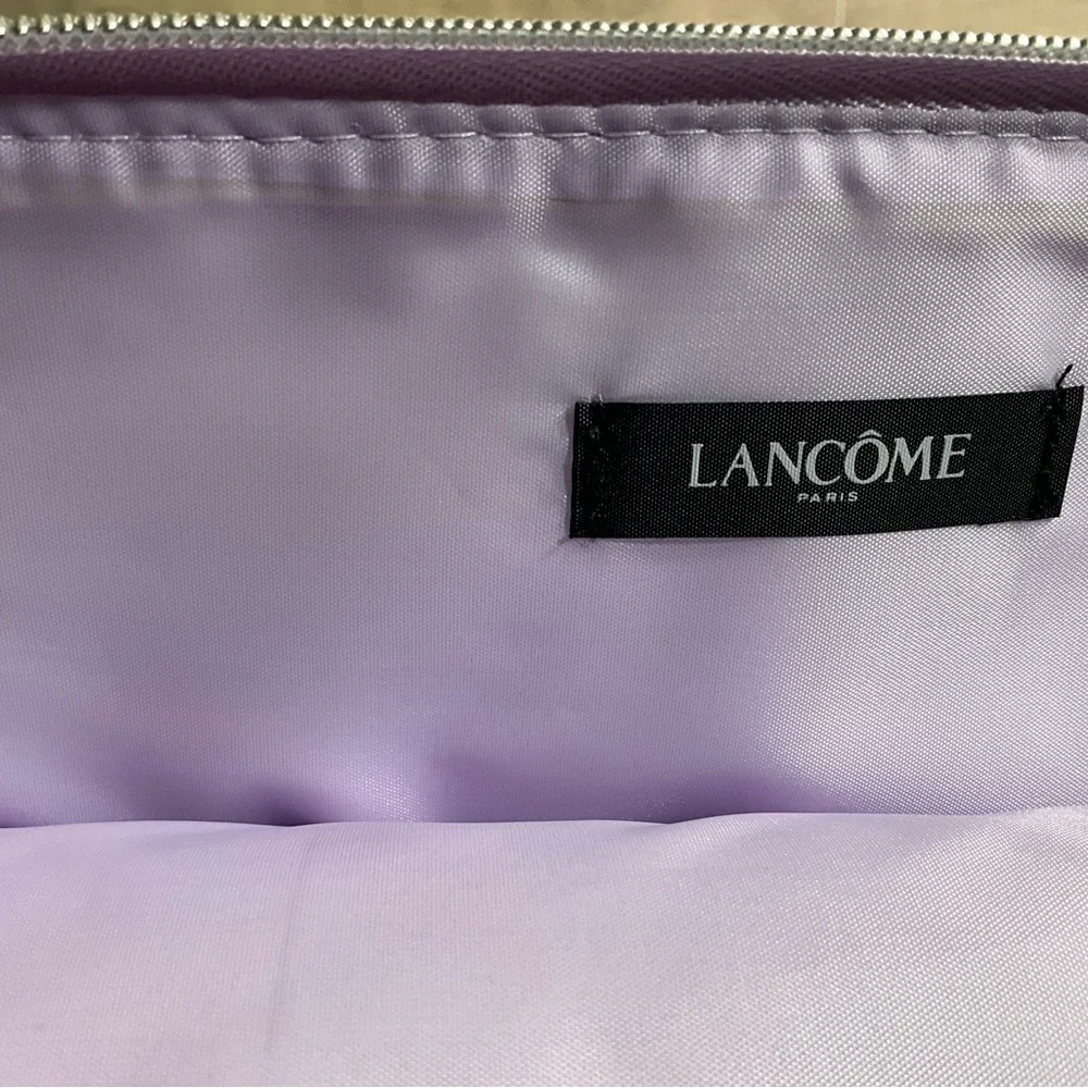 2 x Lancome light purple bag with silver hardware, zippered